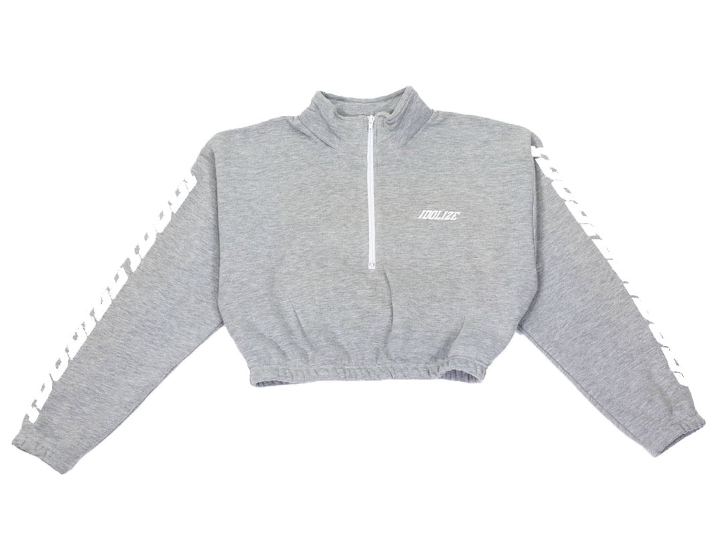 Ivy Half Zip Cropped Pull Over (Grey/White)