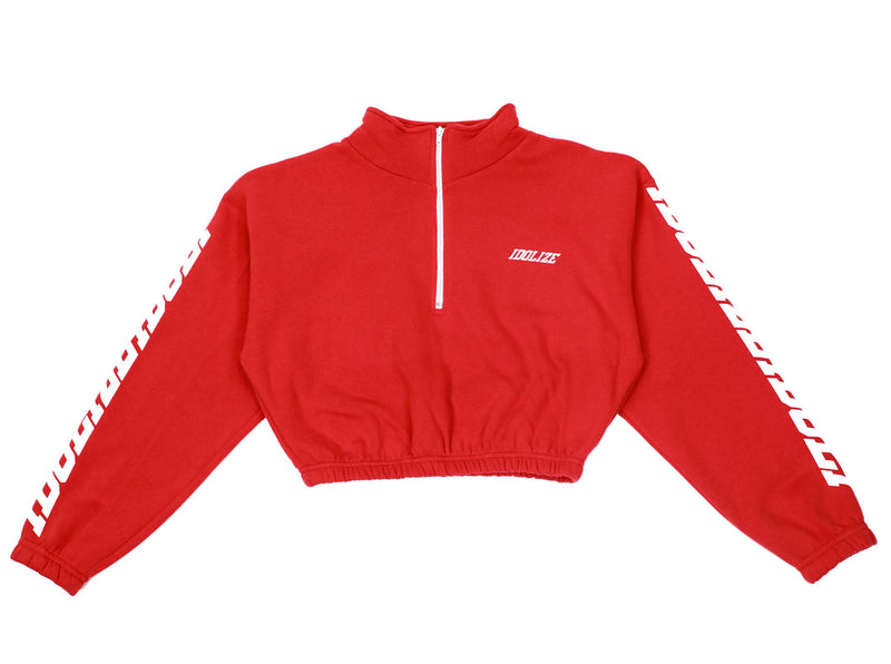 Ivy Half Zip Cropped Pull Over (Red/White)