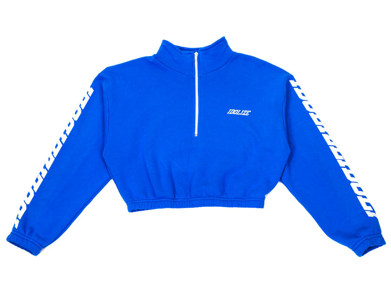 Ivy Half Zip Cropped Pull Over (Royal/White)